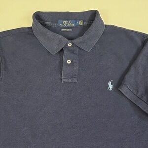Polo Ralph Lauren Mens Custom Slim Fit Polo Shirt Navy Blue Pony Size Medium